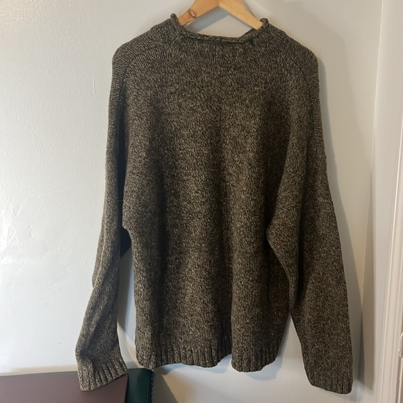Vintage Abercrombie & Fitch 100% Shetland Wool Green Funnel Neck Sweater Sz L - Picture 8 of 8